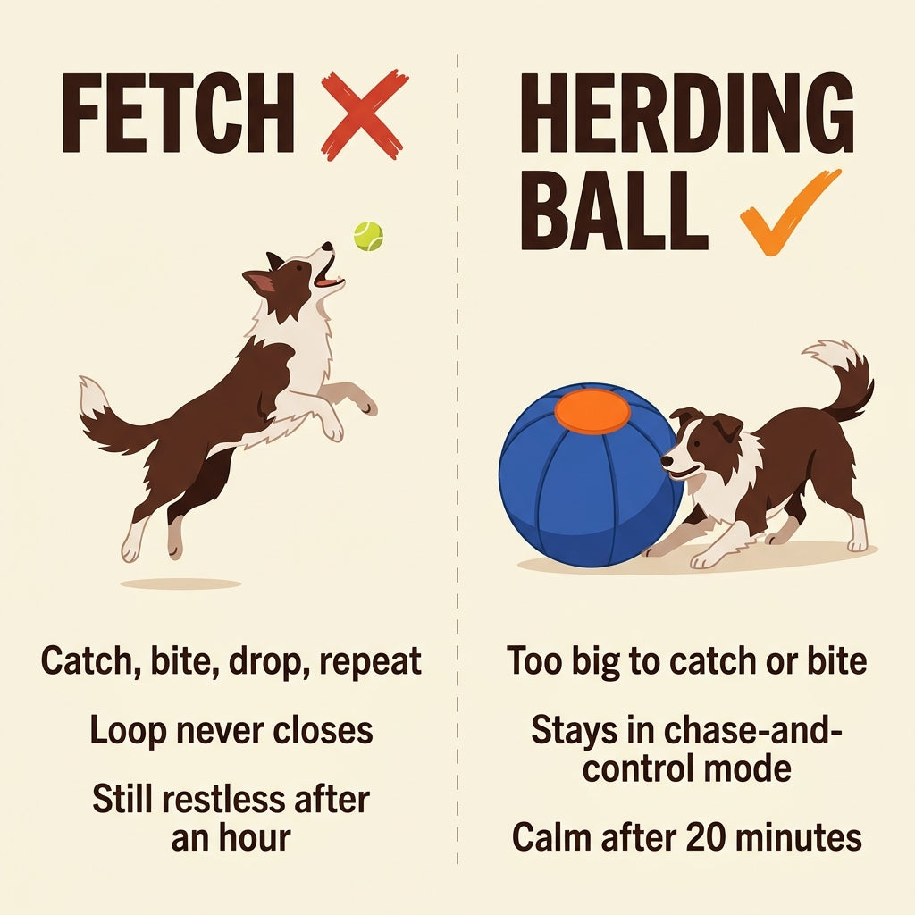Fetch versus the herding ball